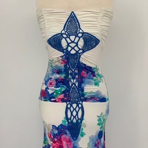 Sky Clothing Strapless floral maxi dress